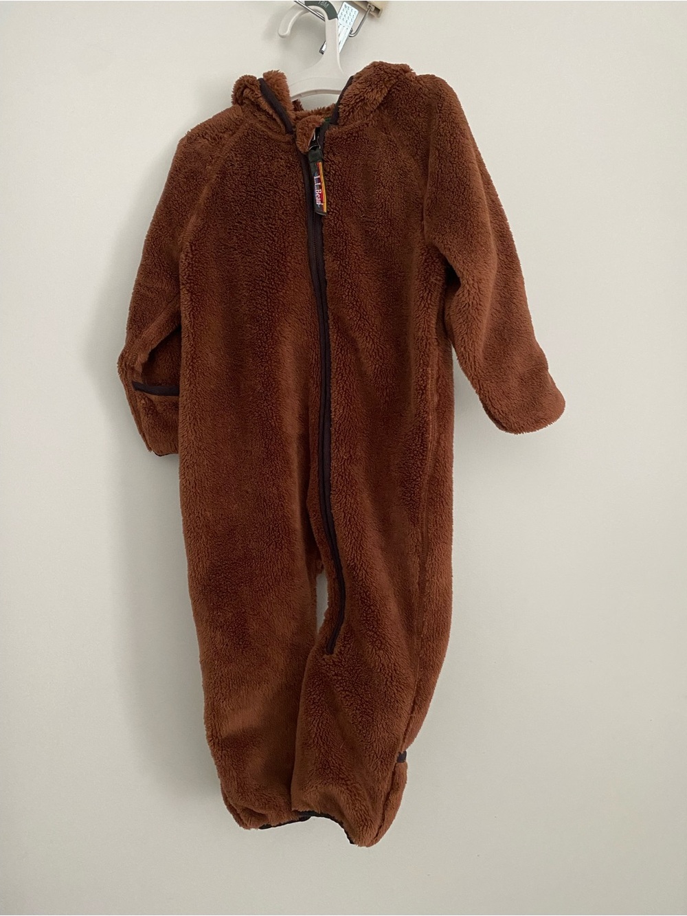 LL Bean Brown High Pile Fleece Infant’s Bunting 6-12m